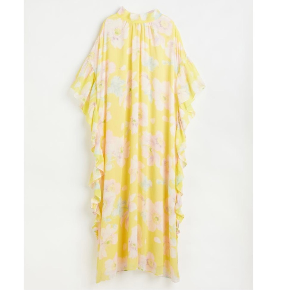 H&M Conscious Choice Flounced Floral Kaftan Dress Sz S Runs Large